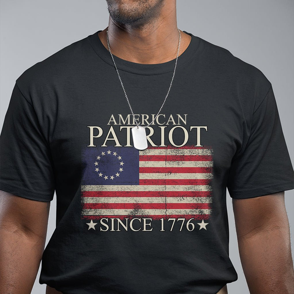 American Patriot Since 1776 Betsy Ross Flag T Shirt TS02 Dark Heather Printyourwear