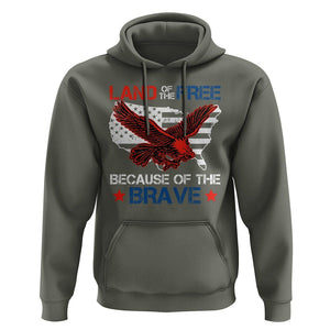 American Patriotic Hoodie Land Of The Free Because Of The Brave TS09 Military Green Print Your Wear