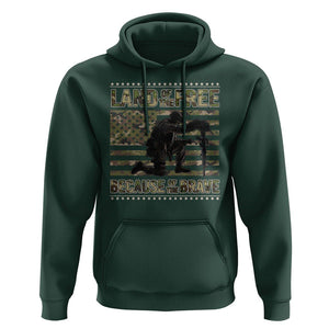 American Patriotic Hoodie Land Of The Free Because Of The Brave TS09 Dark Forest Green Print Your Wear