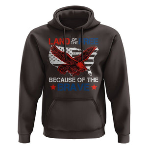 American Patriotic Hoodie Land Of The Free Because Of The Brave TS09 Dark Chocolate Print Your Wear