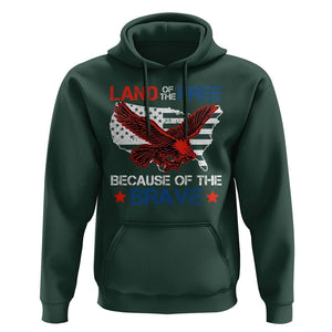 American Patriotic Hoodie Land Of The Free Because Of The Brave TS09 Dark Forest Green Print Your Wear