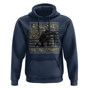 American Patriotic Hoodie Land Of The Free Because Of The Brave TS09 Navy Print Your Wear