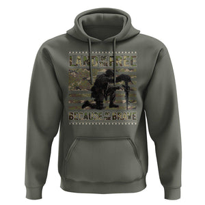 American Patriotic Hoodie Land Of The Free Because Of The Brave TS09 Military Green Print Your Wear