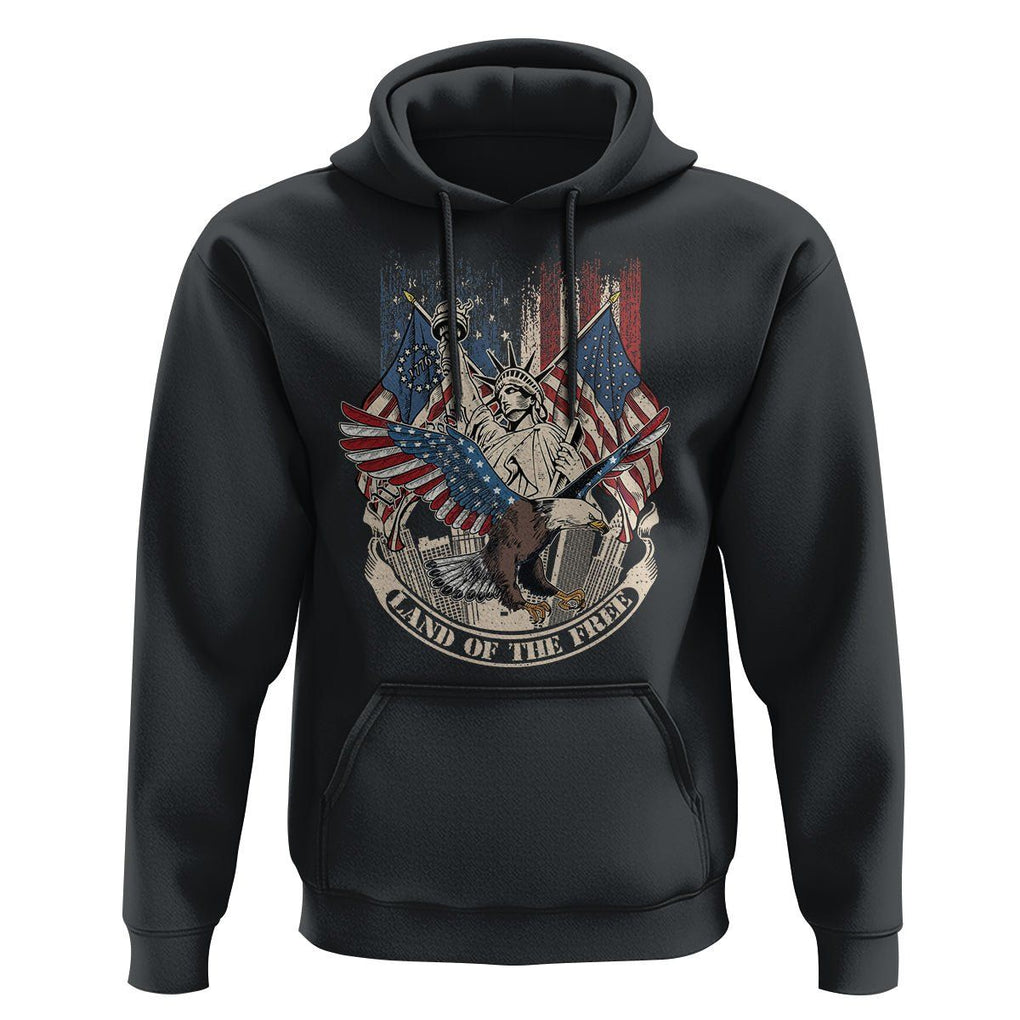 American Patriotic Hoodie Land Of The Free US Betsy Ross Flag Bald Eagle TS02 Black Print Your Wear