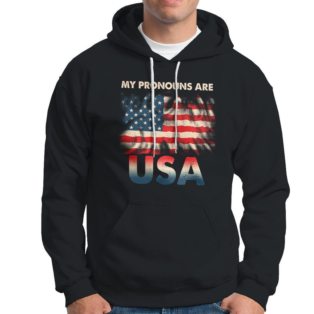 American Patriotic Hoodie My Pronouns Are USA American Flag TS02 Dark Heather Printyourwear