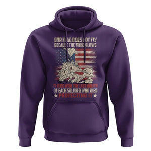 American Patriotic Hoodie Our Flag Does Not Fly Because The Wind Blows Veterans Soldiers US Flag TS02 Purple Print Your Wear