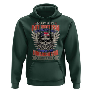 American Patriotic Skull Hoodie Sorry If My Patriotism Offends You US Veteran Patriots TS02 Dark Forest Green Print Your Wear