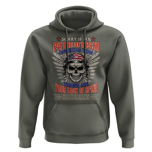 American Patriotic Skull Hoodie Sorry If My Patriotism Offends You US Veteran Patriots TS02 Military Green Print Your Wear