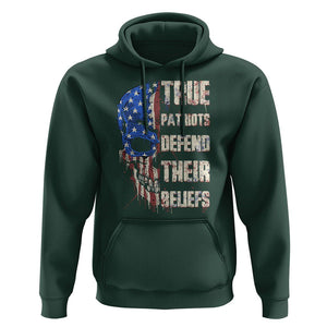 American Patriotic Skull Hoodie True Patriots Defends Their Beliefs Spirit US Flag TS02 Dark Forest Green Print Your Wear