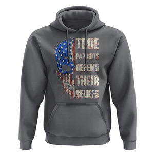 American Patriotic Skull Hoodie True Patriots Defends Their Beliefs Spirit US Flag TS02 Charcoal Print Your Wear