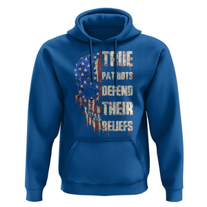 American Patriotic Skull Hoodie True Patriots Defends Their Beliefs Spirit US Flag TS02 Royal Blue Print Your Wear