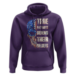 American Patriotic Skull Hoodie True Patriots Defends Their Beliefs Spirit US Flag TS02 Purple Print Your Wear