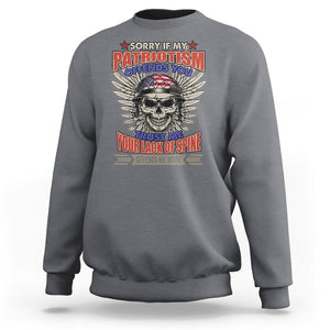 American Patriotic Skull Sweatshirt Sorry If My Patriotism Offends You US Veteran Patriots TS02 Charcoal Print Your Wear