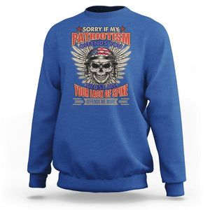 American Patriotic Skull Sweatshirt Sorry If My Patriotism Offends You US Veteran Patriots TS02 Royal Blue Print Your Wear