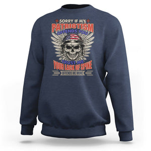 American Patriotic Skull Sweatshirt Sorry If My Patriotism Offends You US Veteran Patriots TS02 Navy Print Your Wear