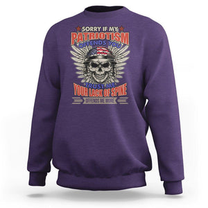 American Patriotic Skull Sweatshirt Sorry If My Patriotism Offends You US Veteran Patriots TS02 Purple Print Your Wear