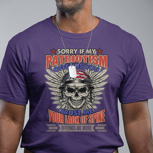 American Patriotic Skull T Shirt Sorry If My Patriotism Offends You US Veteran Patriots TS02 Purple Print Your Wear