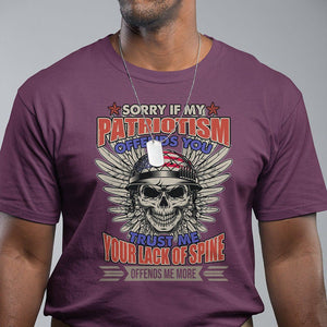 American Patriotic Skull T Shirt Sorry If My Patriotism Offends You US Veteran Patriots TS02 Maroon Print Your Wear