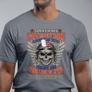 American Patriotic Skull T Shirt Sorry If My Patriotism Offends You US Veteran Patriots TS02 Charcoal Print Your Wear