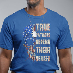 American Patriotic Skull T Shirt True Patriots Defends Their Beliefs Spirit US Flag TS02 Royal Blue Print Your Wear