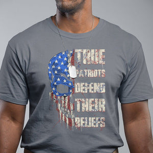 American Patriotic Skull T Shirt True Patriots Defends Their Beliefs Spirit US Flag TS02 Charcoal Print Your Wear