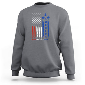 American Patriotic Sweatshirt 4th of July Red White And Blue US Flag TS02 Charcoal Print Your Wear