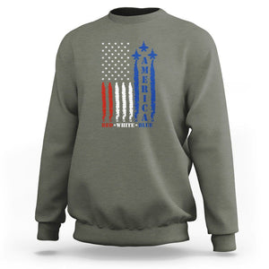 American Patriotic Sweatshirt 4th of July Red White And Blue US Flag TS02 Military Green Print Your Wear