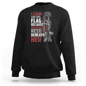 American Patriotic Sweatshirt I Stand For This Flag Because Our Heroes Rest Beneath Her TS02 Dark Heather Printyourwear