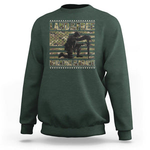 American Patriotic Sweatshirt Land Of The Free Because Of The Brave TS09 Dark Forest Green Print Your Wear