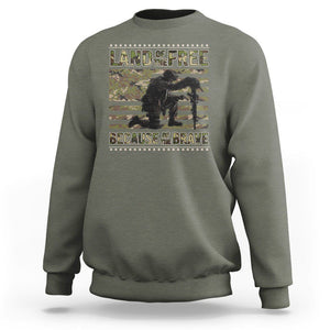 American Patriotic Sweatshirt Land Of The Free Because Of The Brave TS09 Military Green Print Your Wear