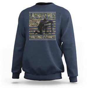 American Patriotic Sweatshirt Land Of The Free Because Of The Brave TS09 Navy Print Your Wear