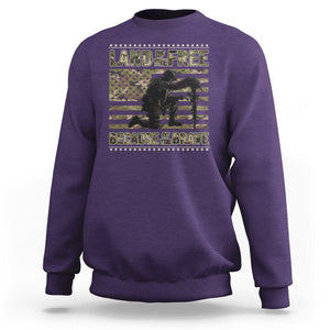 American Patriotic Sweatshirt Land Of The Free Because Of The Brave TS09 Purple Print Your Wear