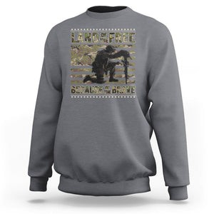 American Patriotic Sweatshirt Land Of The Free Because Of The Brave TS09 Charcoal Print Your Wear