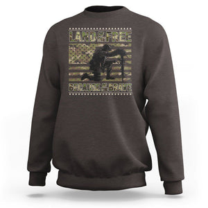 American Patriotic Sweatshirt Land Of The Free Because Of The Brave TS09 Dark Chocolate Print Your Wear