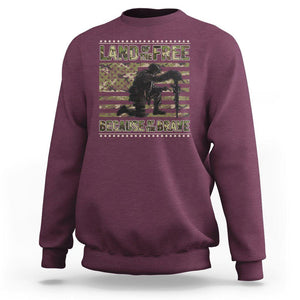 American Patriotic Sweatshirt Land Of The Free Because Of The Brave TS09 Maroon Print Your Wear