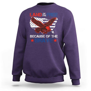 American Patriotic Sweatshirt Land Of The Free Because Of The Brave TS09 Purple Print Your Wear