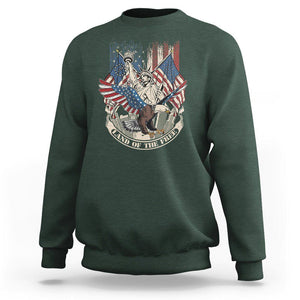 American Patriotic Sweatshirt Land Of The Free US Betsy Ross Flag Bald Eagle TS02 Dark Forest Green Print Your Wear