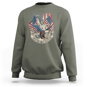 American Patriotic Sweatshirt Land Of The Free US Betsy Ross Flag Bald Eagle TS02 Military Green Print Your Wear