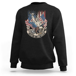 American Patriotic Sweatshirt Land Of The Free US Betsy Ross Flag Bald Eagle TS02 Black Print Your Wear