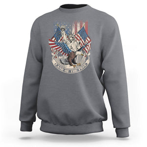 American Patriotic Sweatshirt Land Of The Free US Betsy Ross Flag Bald Eagle TS02 Charcoal Print Your Wear