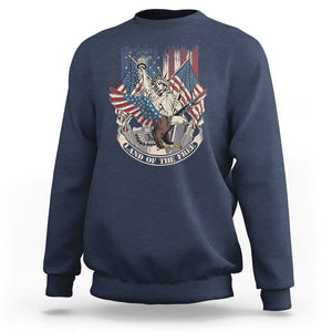 American Patriotic Sweatshirt Land Of The Free US Betsy Ross Flag Bald Eagle TS02 Navy Print Your Wear