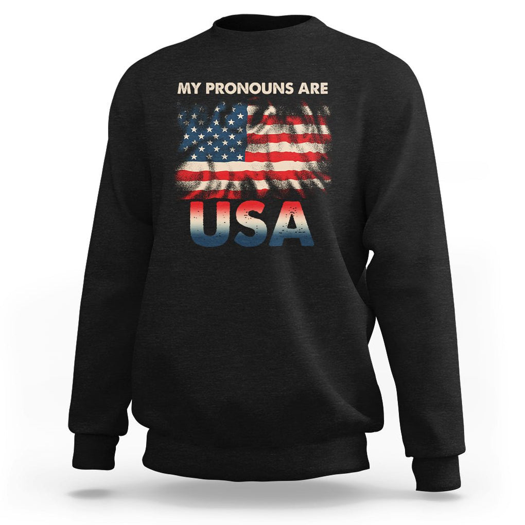 American Patriotic Sweatshirt My Pronouns Are USA US Flag TS02 Dark Heather Printyourwear