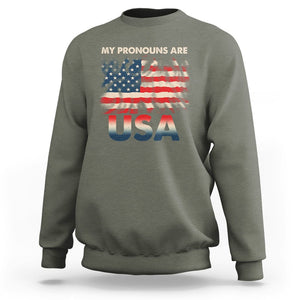 American Patriotic Sweatshirt My Pronouns Are USA US Flag TS02 Printyourwear