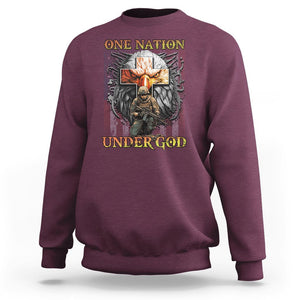 American Patriotic Sweatshirt One Nation Under God Christian Cross Bald Eagle TS02 Printyourwear