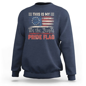 American Patriotic Sweatshirt This Is My Pride Flag US Flag 4th Of July TS02 Navy Print Your Wear