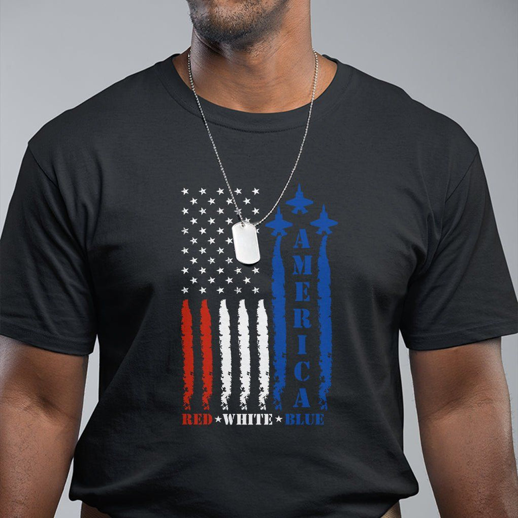 American Patriotic T Shirt 4th of July Red White And Blue US Flag TS02 Black Print Your Wear