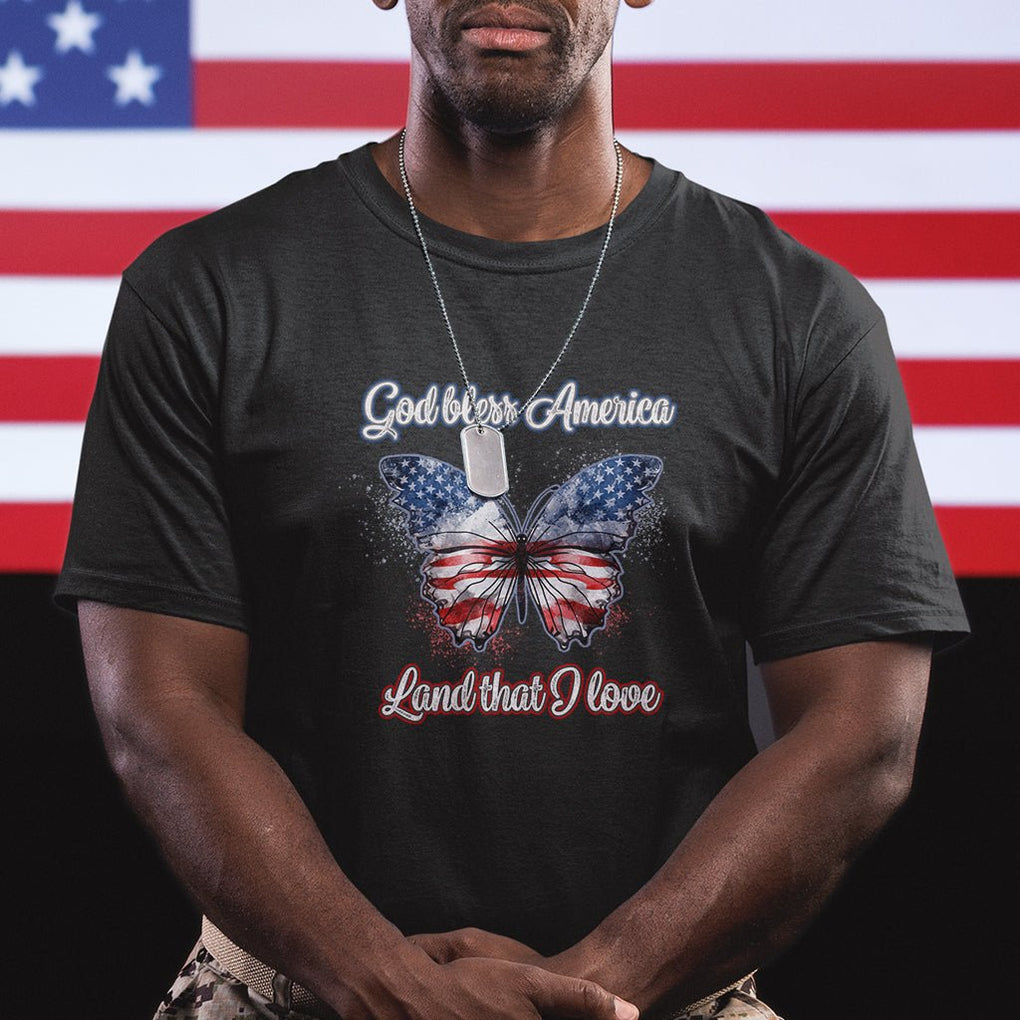 American Patriotic T Shirt God Bless America Land That I Love TS02 Dark Heather Printyourwear