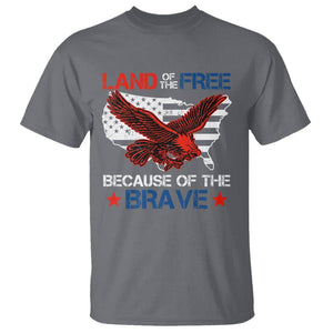 American Patriotic T Shirt Land Of The Free Because Of The Brave TS09 Charcoal Print Your Wear