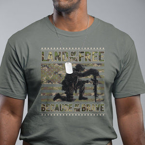 American Patriotic T Shirt Land Of The Free Because Of The Brave TS09 Military Green Print Your Wear