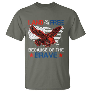 American Patriotic T Shirt Land Of The Free Because Of The Brave TS09 Military Green Print Your Wear